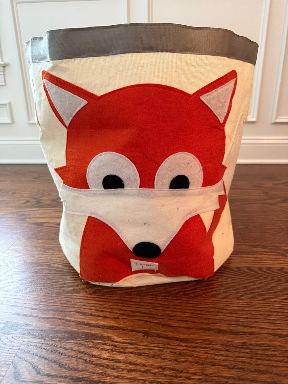 Playful Fox Canvas Storage Bag in Cream and Orange